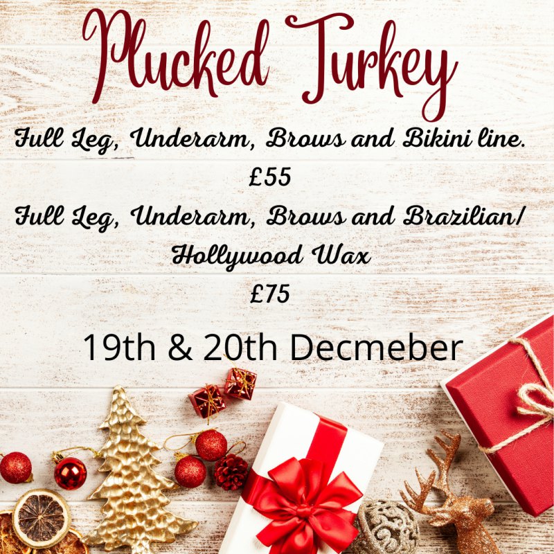 Plucked Turkey -Full Leg,Underarm, Hollywood/Brazilian and Brow Wax